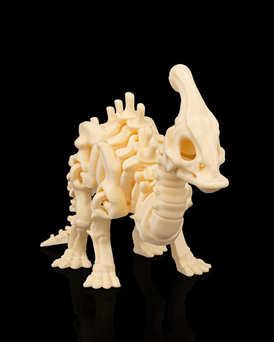 3D printed Parasaurolophus skeleton figure